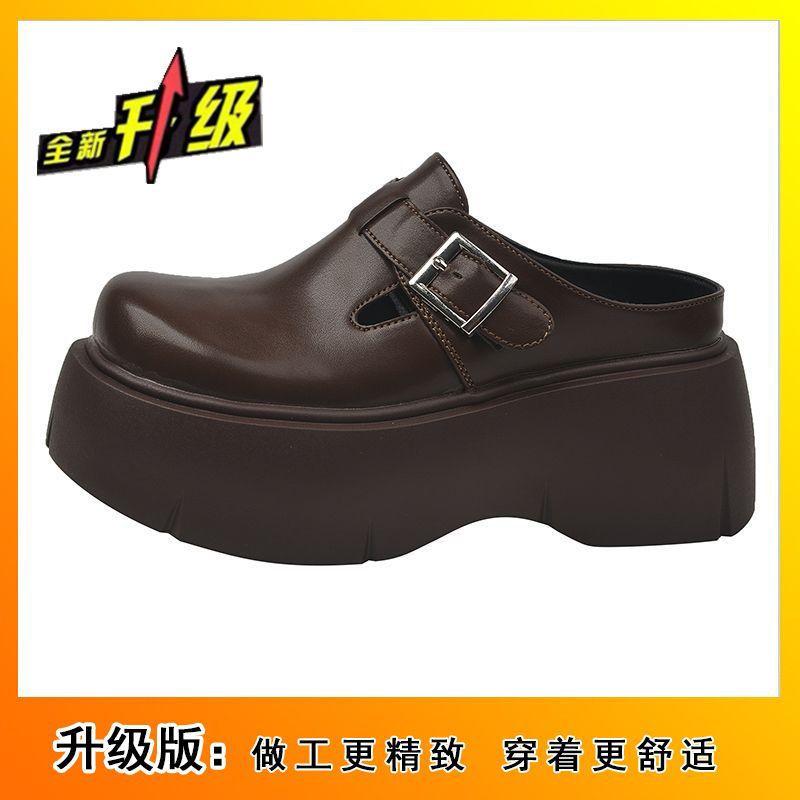 

Muffin thick-soled one-pedal slippers women s outer wear 2025 spring and autumn new British style lazy bag head half slippers 40