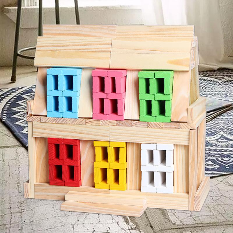 Wooden Archimedes Children's handmade model building block Wooden block Kindergarten building materials Stacked toys