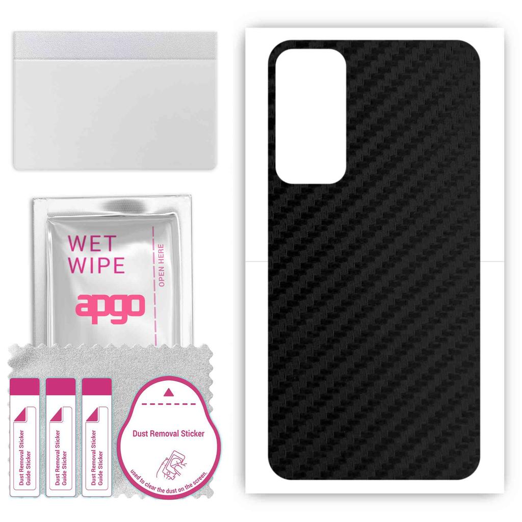 apgo Protective Skin Sticker for the back compatible with Tecno Pop 6 Go, Wrap Film, Foil, Vinyl - Pattern Carbon Black