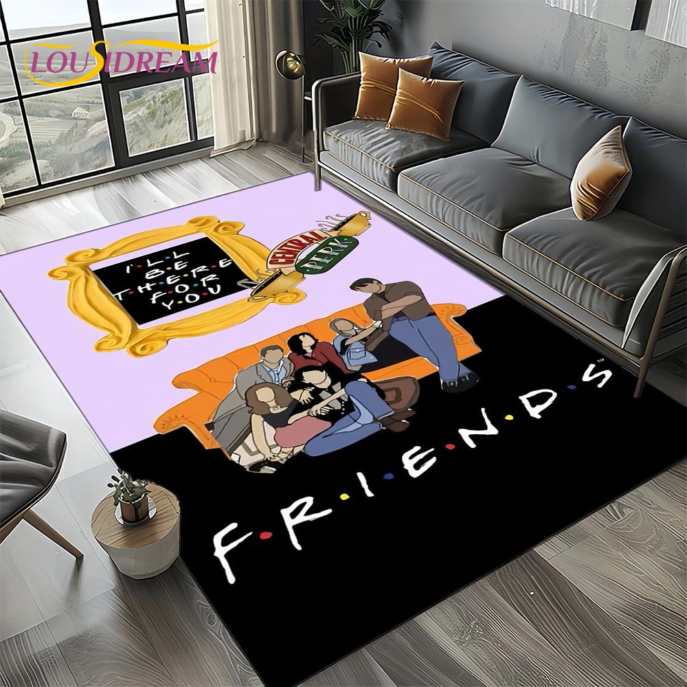 Tappeto Central Perk Friends TV Show per Soggiorno Camera da Letto Casa Decorazione Divano, Tappeto per Area Giochi Bambini Tappetino Antiscivolo Regalo