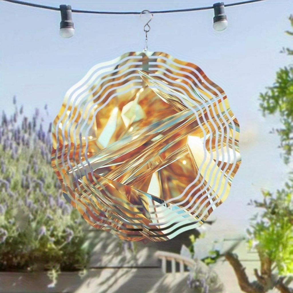 10 Inch Orange Golden Wind Spinner 360 Degree Rotating Metal Wind Chime for Outdoor Garden Patio Balcony Decor All Season Gift