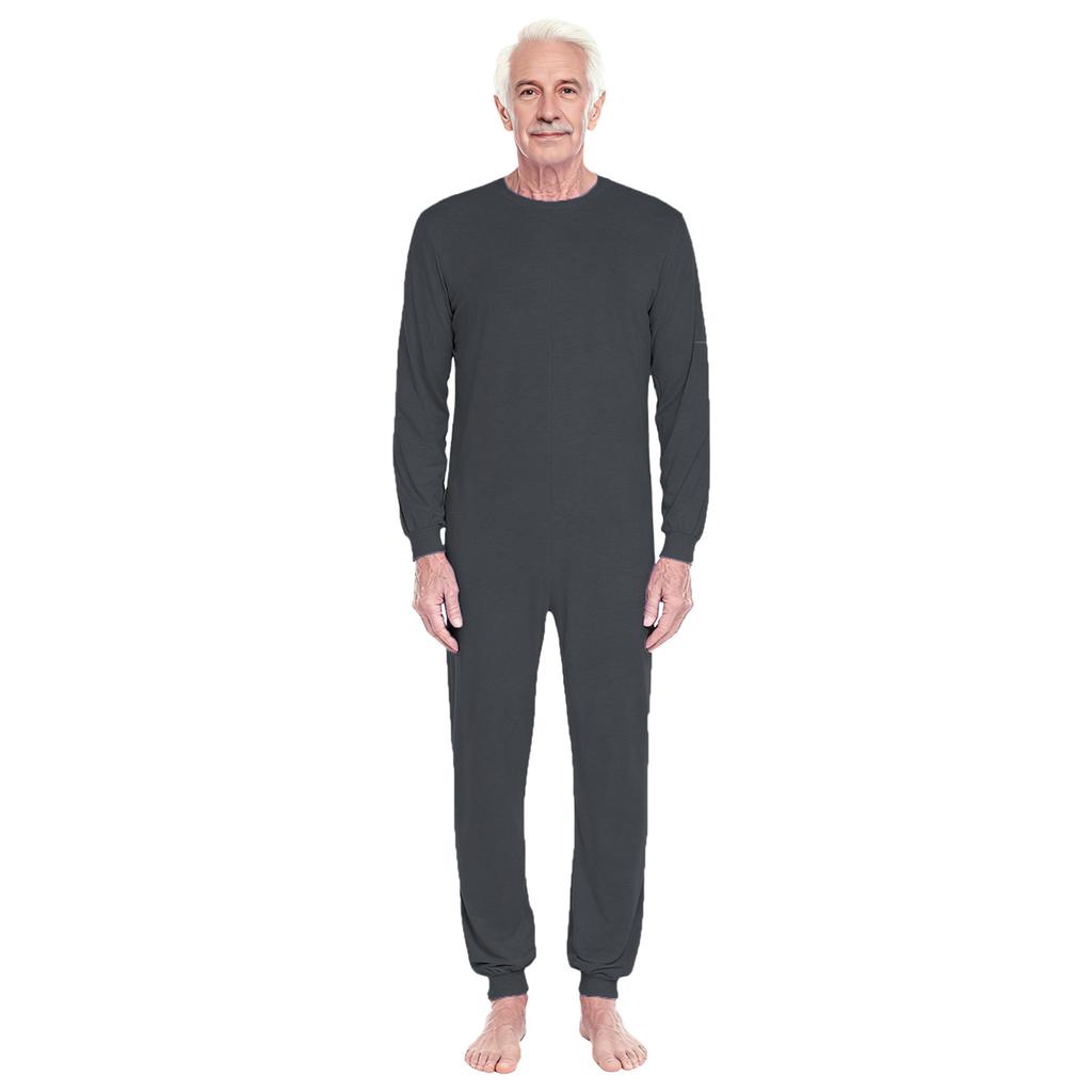 Unisex Yaşlı Anti Strip Adaptif Tulum Bisiklet Yaka Uzun Kollu Arka Fermuarlı Uzun Pantolon Tek Parça Tulumlar