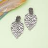Women's Retro Irregular Stripe Leaf Earrings with Zinc Alloy and Inlaid Diamonds