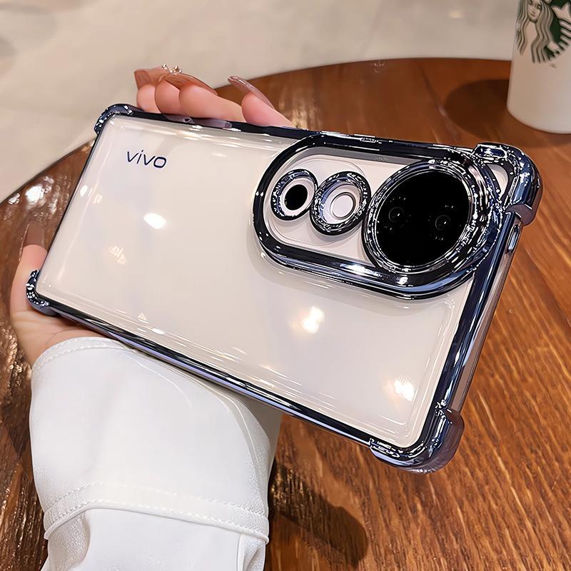 Applicable To Vivox200P Airbag Mobile Phone Case Four Corner Anti-falling Electroplating Transparent S19pro Full-inclusive X100S Protection Case