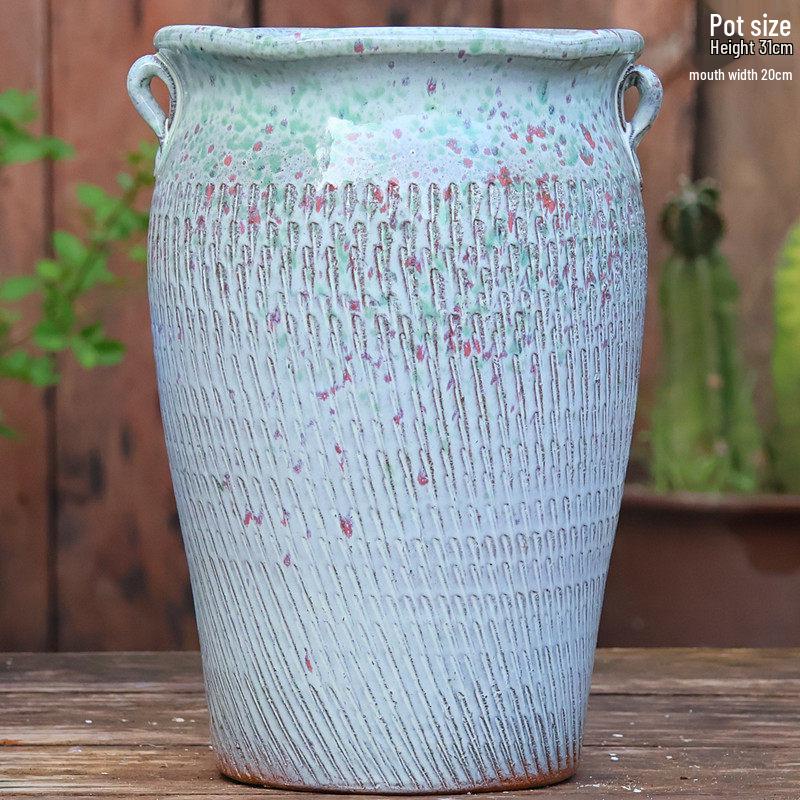 Large Wintergreen Bougainvillea Ceramic Flower Pot - Breathable, Tall Succulent & Tree Ceramic Jar