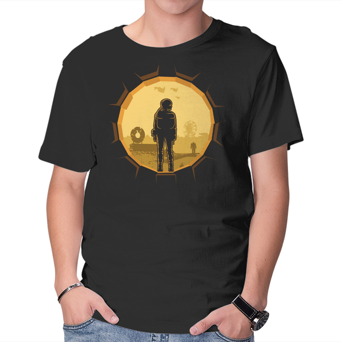 Unisex Crew Neck T-Shirt Life Outside Of Vault 33 Graphic Short Sleeve Casual Tee XS
