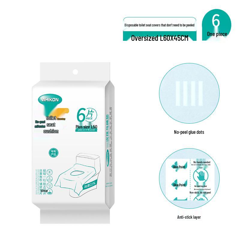 Individually Wrapped No-Peel Disposable Toilet Seat Cover for Travel & Hotel Use