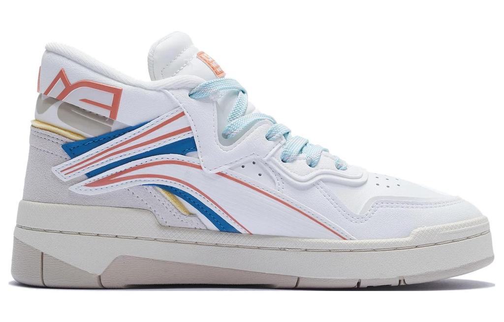 Li Ning Wave Mid Prm Synthetic Leather Slip Resistant Cushioning Abrasion Resistant Mid Top Casual Skate Shoes Women's AGCS152-4