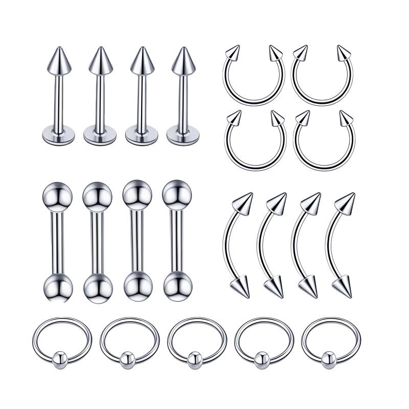 Набор ювелирных изделий для пирсинга из нержавеющей стали: Комбо колец для носа, пирсинга бровей и губ.