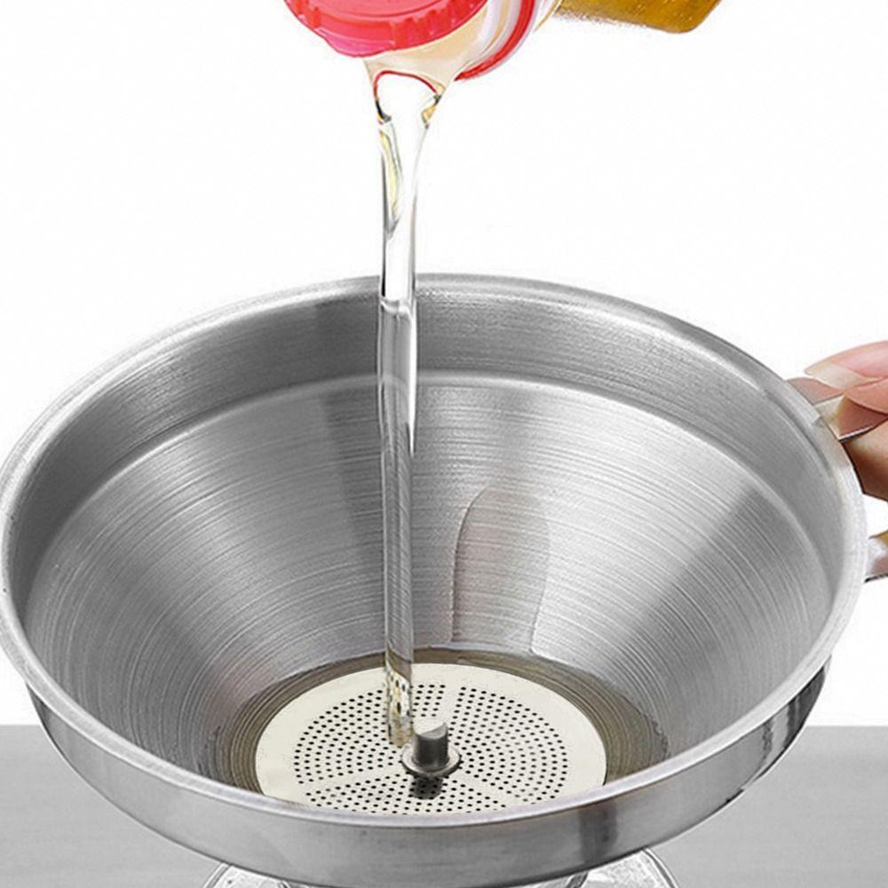 Detachable Strainer Filter Wide Mouth Funnel Silver Oil Funnel Liquid Transferring
