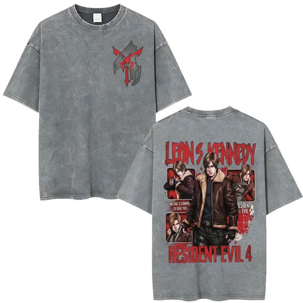 T-shirt Anime Édition Limitée Resident Evil Requiemm Vêtements pour Hommes Gothique Vintage Lavé T-shirts Hauts d'Été T-shirt à Col Rond Streetwear