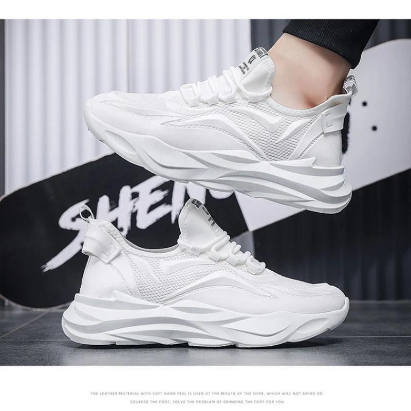 Men's Casual Sneakers 2025 Summer Black Men Sneakers Fashion Mesh Thick Sole Basic Breathable Wear-resistant Running Shoes Man