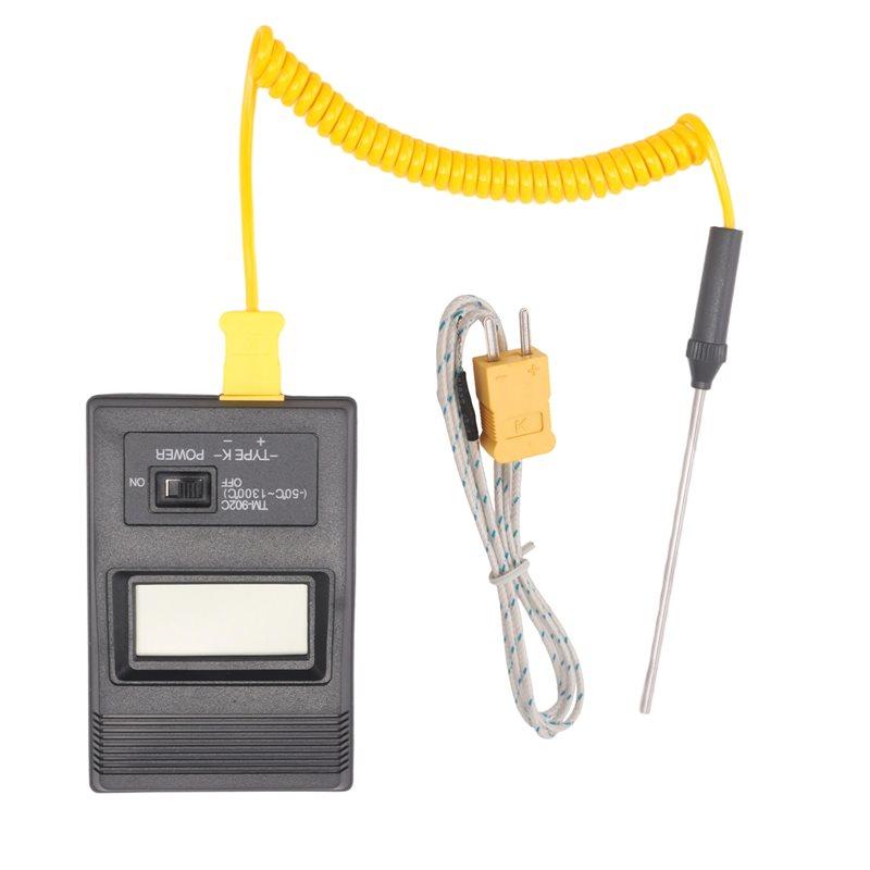 

A84E-TM-902C(-50 Celsius To 750 Celsius) Temperature Meter TM902C Digital K Type Thermometer Sensor + Thermocouple Probe Detecto чорний