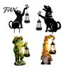 Solar Powered Garden Lights Black Cat Lantern, Stake Light, Waterproof Gnome Frog Retro Style Courtyard Decor Statue, Outdoor Lamp for Front