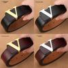 Men's Retro Smooth Buckle Belt - Large Size Genuine Leather Cowhide with Letter V Design