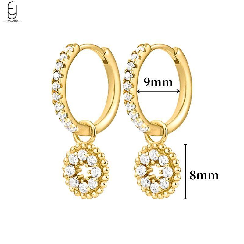 925 Silver Ear Needle White Crystal Gold Earrings for Women Luxury Water drop/Heart/Flower Pendant Earring Fine Jewelry
