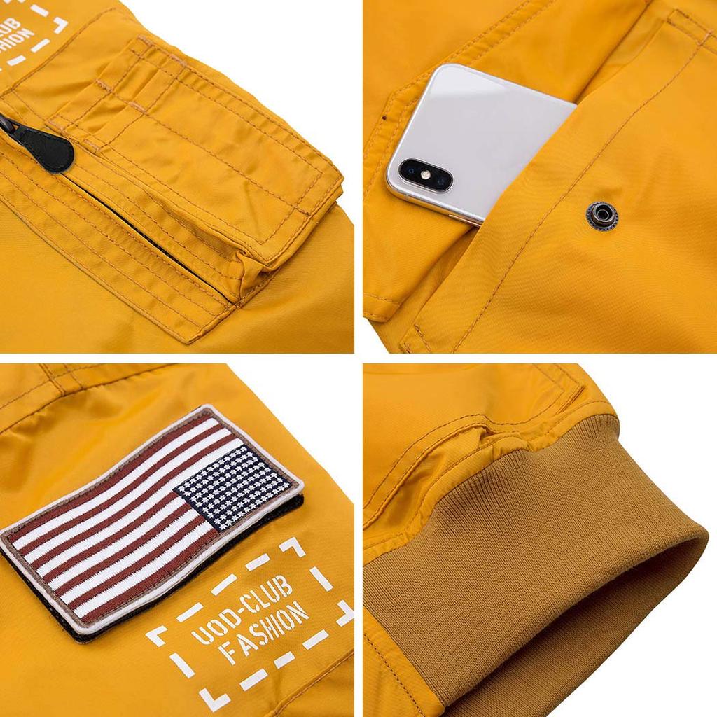 SemiAugust Outerwear Flight Jacket Blouson Patch Military Jacket Nylon Jumper Spring Clothes yellowM Men's MA-1 M-A-One