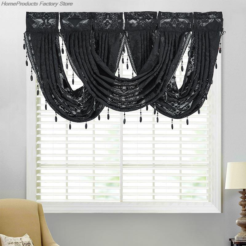 Modern Tassel Valance Voile Curtain Swags Velvet Lace Curtains Valance For Home Living Room Kitchen Doorway Decor Drapes