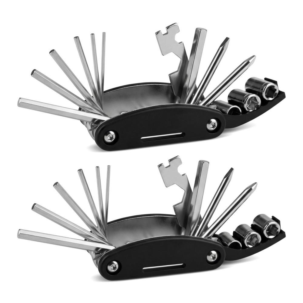 2PCS 16-in-1 Mountain Bike Repair Kit Multifunctional Tool Cycling Repair Tool  Outdoor Riding