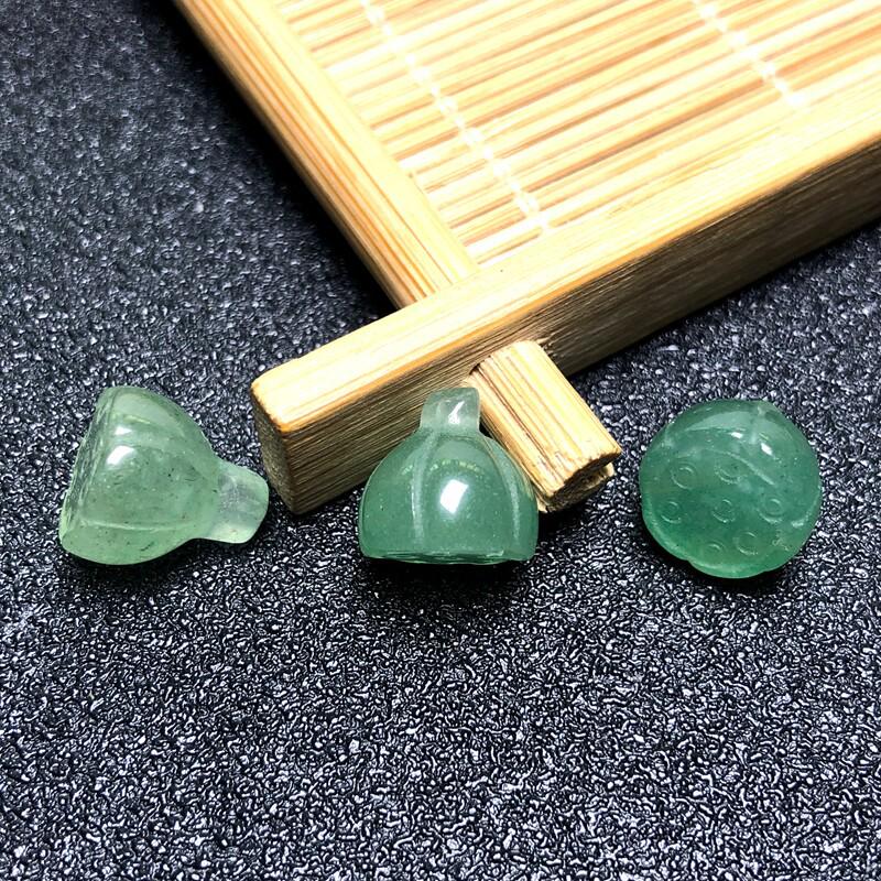 Green Agate Lotus Pod Crystal Pendant for DIY Jewelry