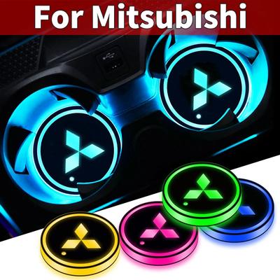 7 Colors Car Led Cup Holder Light Mats Atmosphere Light For Asx Lancer Pajero 4 Outlander Xl L200 EX10 X Colt Pajero