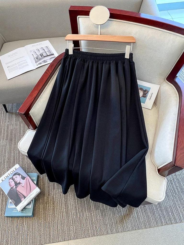 2025 Plus Size High Waist A-line Swing Skirt for Women - Slimming Mid-length Umbrella Design in Sizes 200/300 Jin