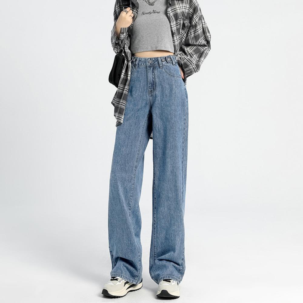 Design wide-leg jeans women's 2025 autumn and winter new high-waisted loose straight drape pants