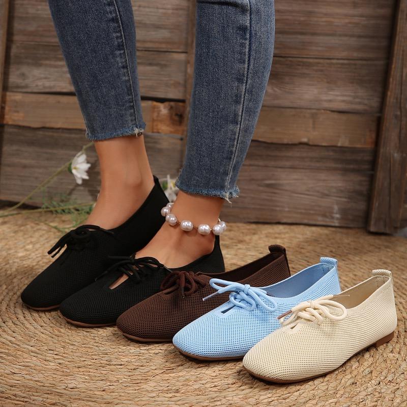 Women's Flats Summer Mesh Casual Shoes  Breathable Canvas Shoes for Women Light Walking Shoes Lace Up Single Shoe Women Loafers