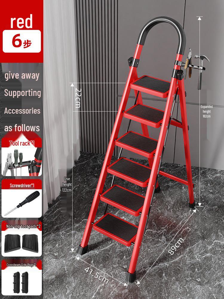 Four-Step Folding Telescopic A-Frame Ladder for Indoor Use