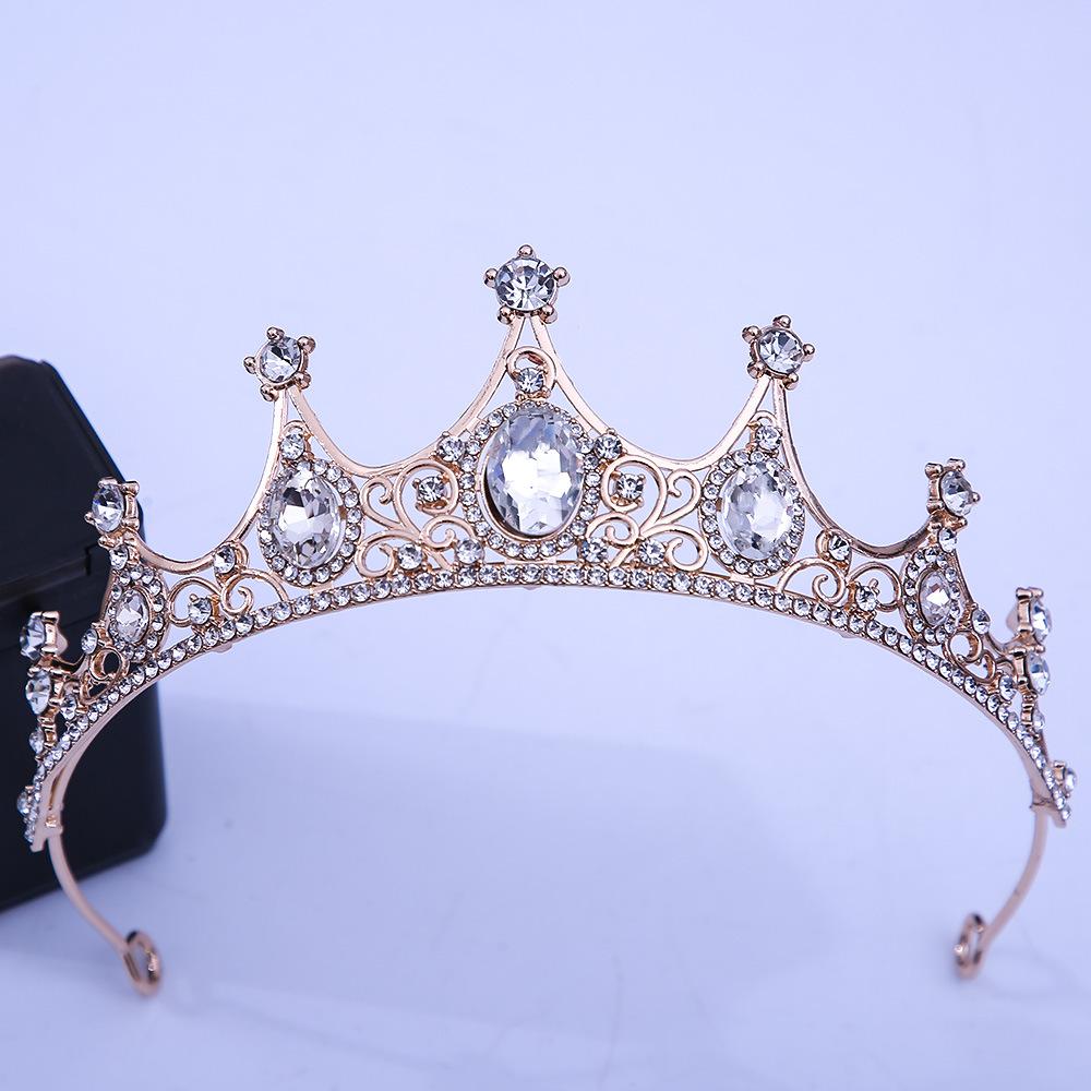DIEZI Luxury Elegant Purple Rose Red Crystal Crown Hair Accessories Tiara Women Party Rhinestone Bridal Crown New Hair Jewelry