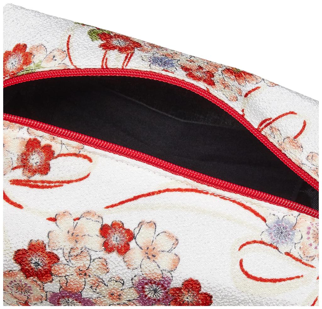 Wa KOMONO Komon Kobo Uni Made in Futago Chirimen Japanese Pattern Extra Large Balloon Pouch Free Size (0114-5) Seni, Japan, [Sakura Knot, White],