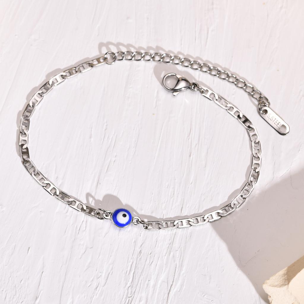 Colorful Demon Eye Bracelet for Women,Stainless Steel Chain Bracelets,Gold Plated Charm Jewelry Gifts