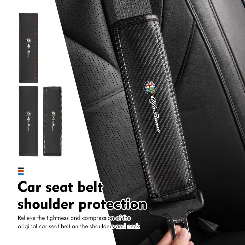 Car Seat Belt Cover Shoulder Pad Protector Cover Safety Belt Padding Pad Cushion For Alfa Romeo 159 Giulietta 156 147 GiuliaJD3