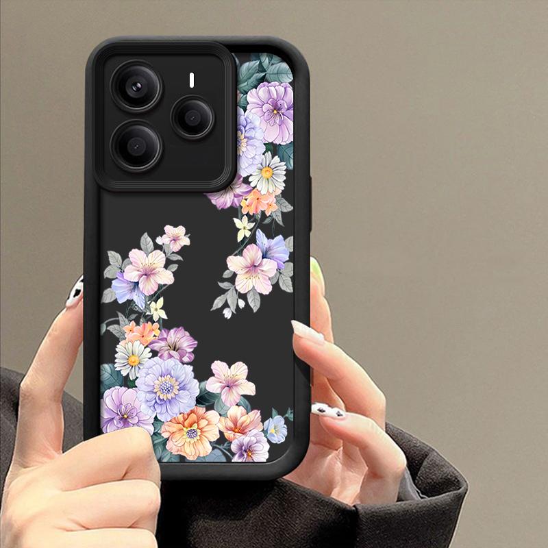 Color Floral Pattern TPU Soft Phone Case For Xiaomi 14T Pro 13T Poco F6 Pro X6 M6 X5 Redmi Note 14 Pro 13 12 11 10 Matte Shockproof Back Cover