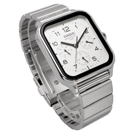 CASIO Standard Round Rectangle 24-Hour Display Multi-Function Analog Mens Watch MTP-M306D-7AV Silver Overseas Model