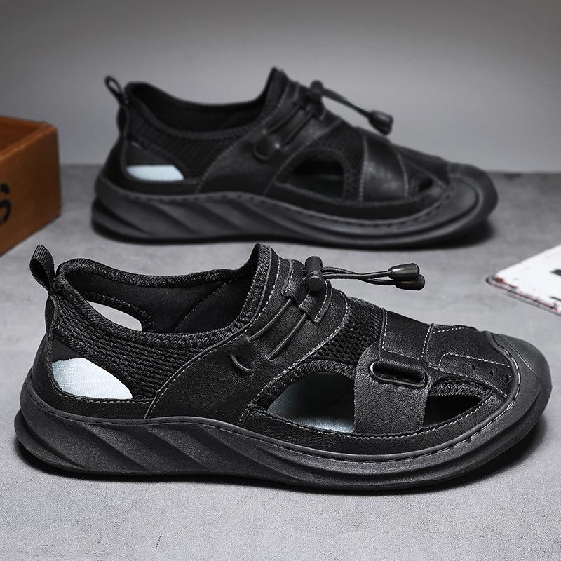 Sandals Baotou Feet Lazy Shoes Summer New Soft-soled Hole Shoes Breathable Youth Beach Shoes 39 чёрный