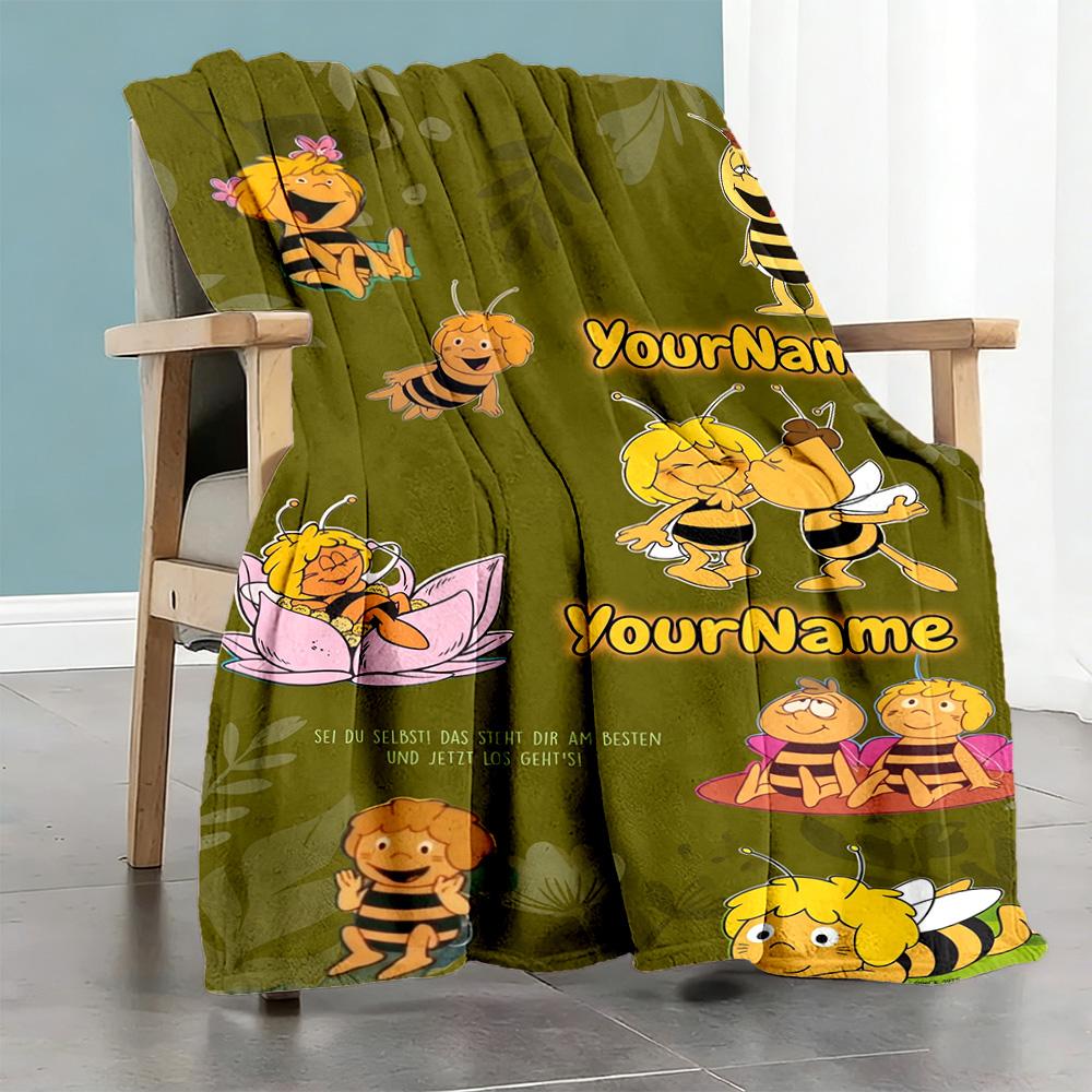 Biene Maja Customize Text Blanket Throw Personalized Blanket Soft & Cozy for Picnics Home Decor Office Chair Seaside Four Seasons Universal