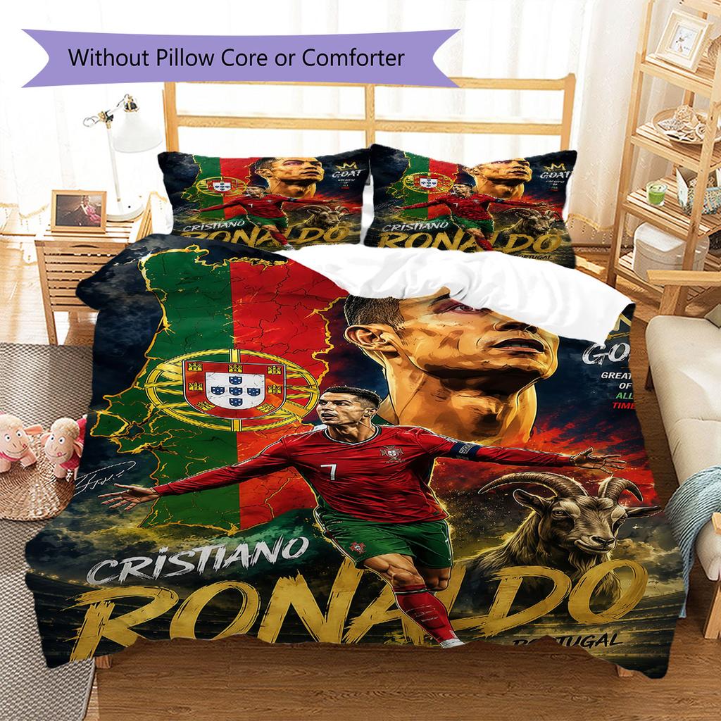 Cristiano Ronaldo Pattern Bedding,Quilt Set Quilt Cover Pillowcase Home Birthday Gift(1 * duvet cover + 2 * pillowcase, without core)