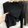 European autumn and winter polished thickened bottoming shirt women's long-sleeved inner shoulder T-shirt women's slim design thin velvet top
