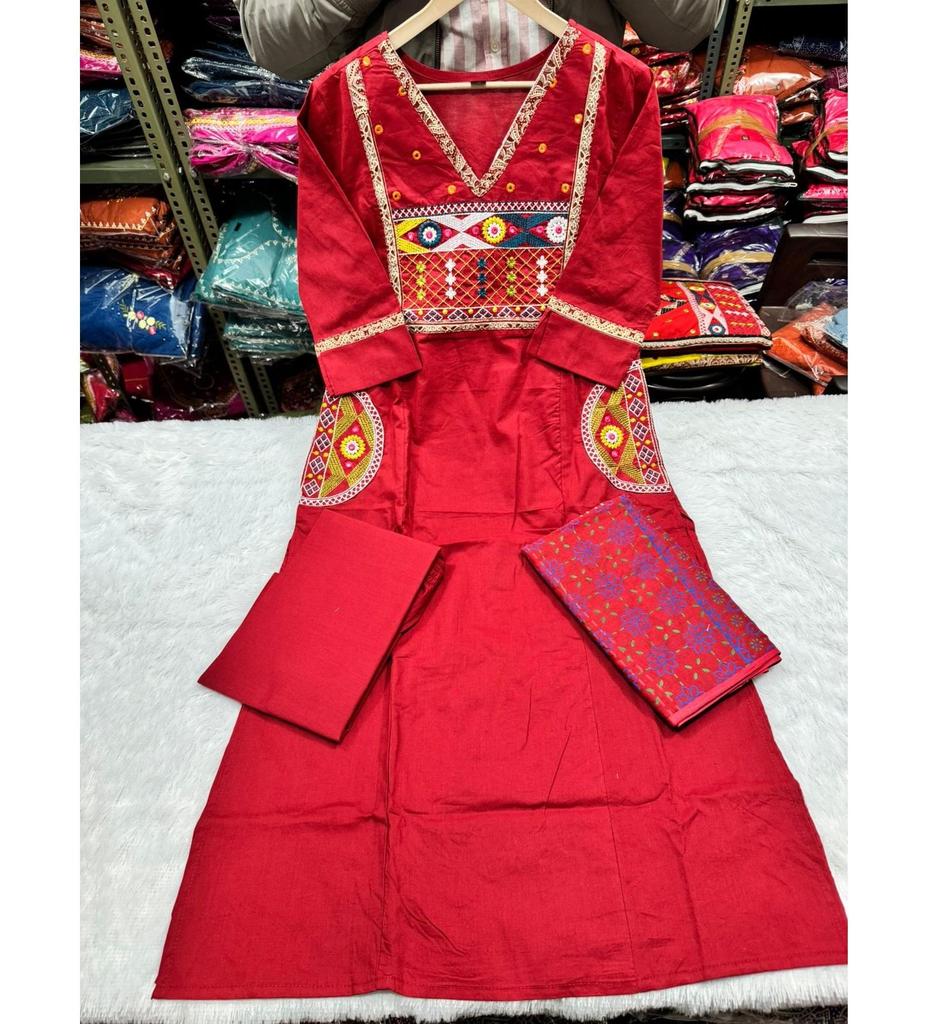 Indian Designer Party Wear Salwar Suit Kurti Women Party Wear Cotton Top Tunic Kurta Pant Dupatta Set