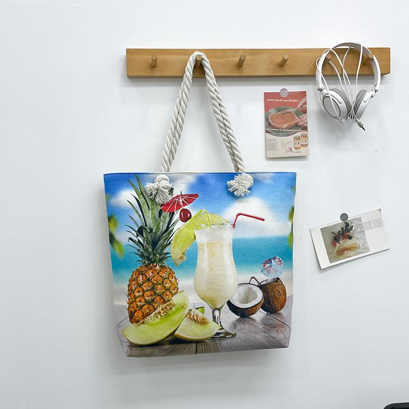 Strandväska Stor Tote Enkelaxel Damväska Trendig Casual Handväska Kort Resväska