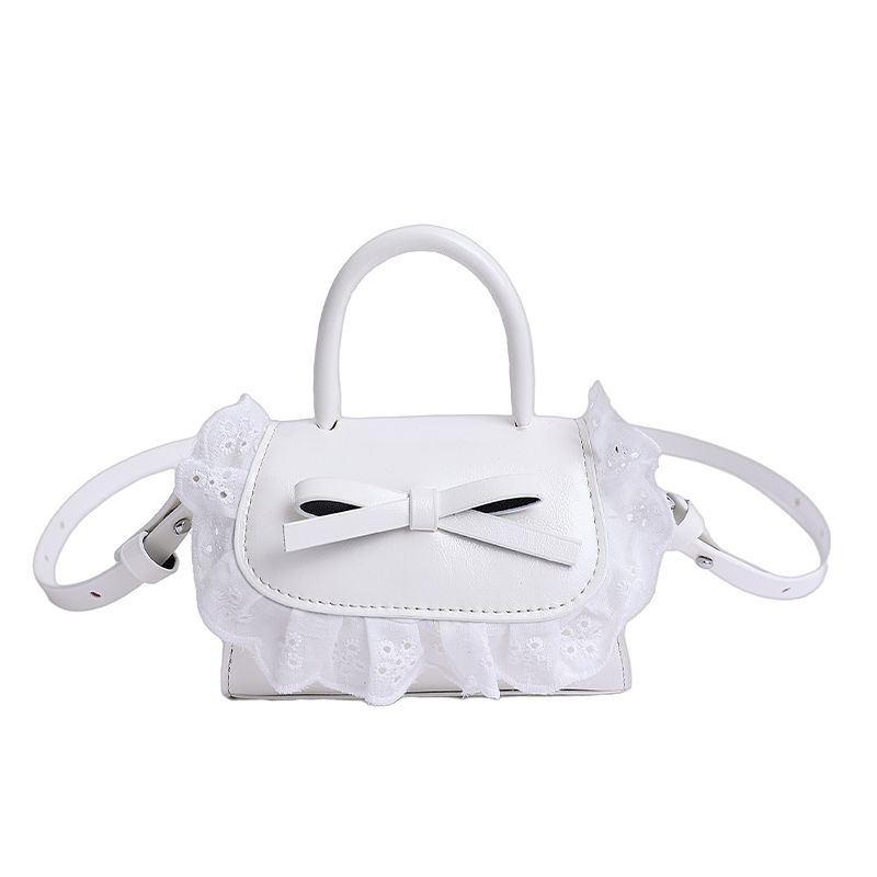 

Mbsqhna Нишевая Мини-сумка для переноски в западном стиле Женская 2025 Новая Сумка-кроссбоди квадратной формы на плечо с бантом и кружевом White