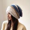 1PC Plush Warmth High Stretch Elegant Knitted Versatile Pile Hat Lightweight Color Block Slouchy Hats Brimless Fashion Multi-Color