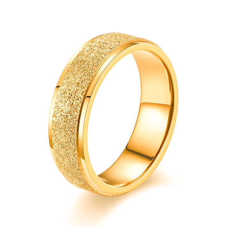 Minimalist European-American Stainless Steel Pearl Diamond Sandblast Ring - Non-Fading, Elegant Design for Couples