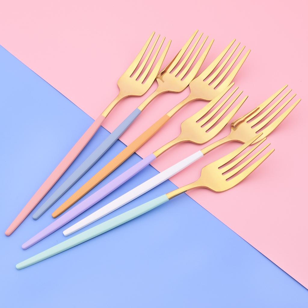 24Pcs Dinnerware Set Stainless Steel Tableware Knife Fork Tea Spoon Cutlery Set Multiple Colour Silverware Kitchen Flatware Set