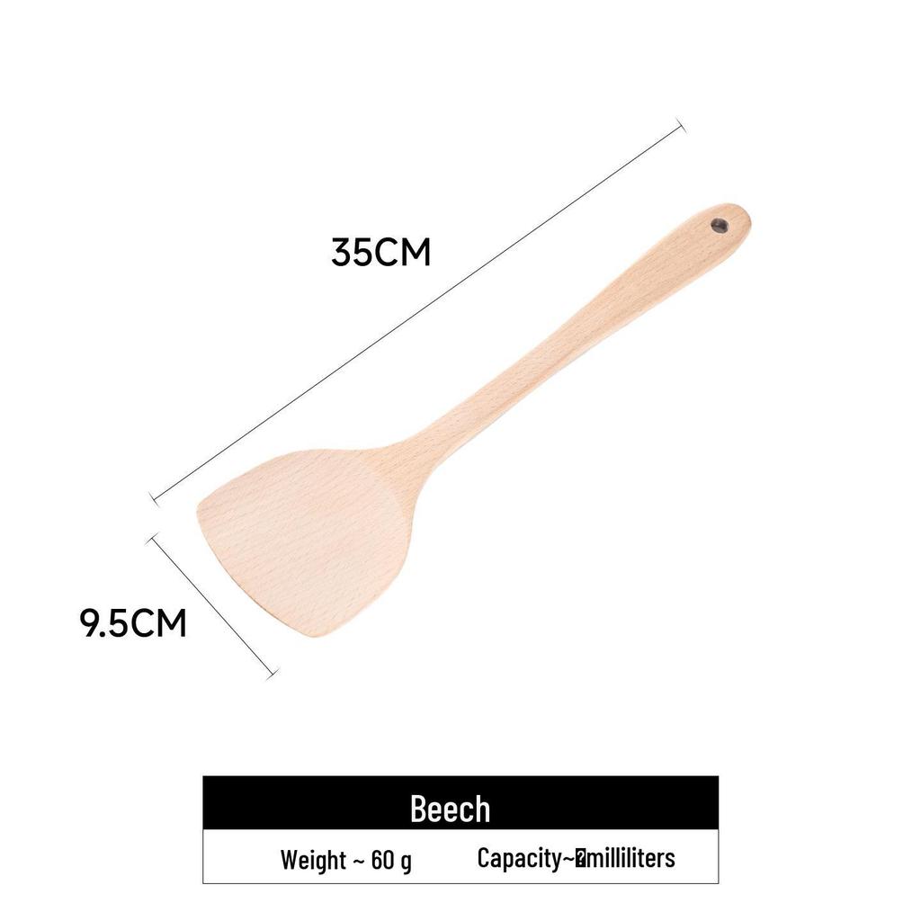 Beech Wood Long Handle Cooking Spatula Set - Unpainted & Unwaxed, Includes Large Porridge & Oil Spoon, Ideal Household Gift