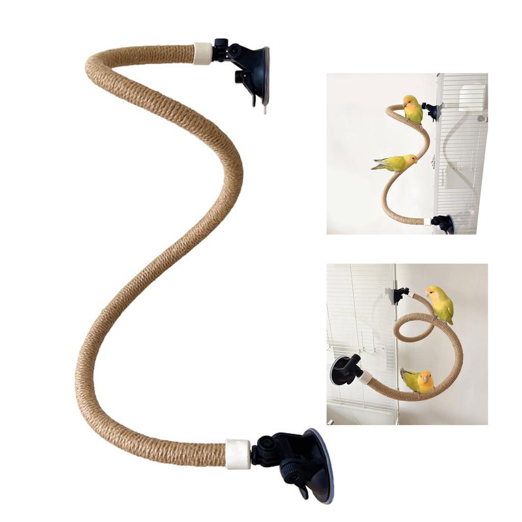 Bird Standing Perch Suction Cup Parrot Bendable Rope Perch Toy for Climbing Grinding Birdcage Accessories Engagement Toy