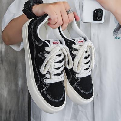 Sapatos de lona preta masculina, sapatos da marca National Tide, sapatos casuais Tide de primavera e outono