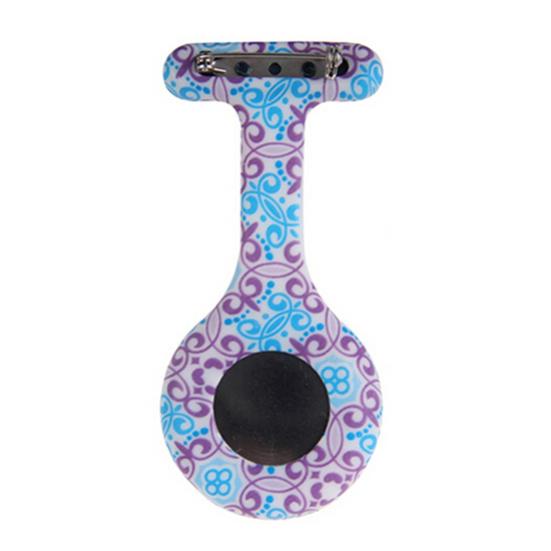 Fashion Patterned Silicone Nurses Brooch Tunic Fob Pocket Watch Stainless Dial