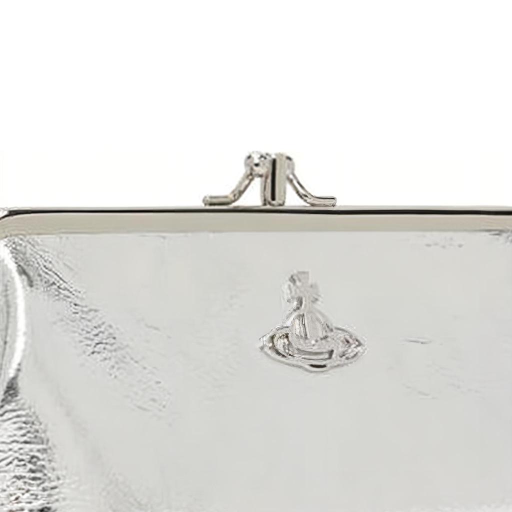 VIVIENNE WESTWOOD West Queen Frame Front Logo Hardware Lock Leather Tote Shoulder Bag Women Handbags Silver 52020044W00HKPFQ401